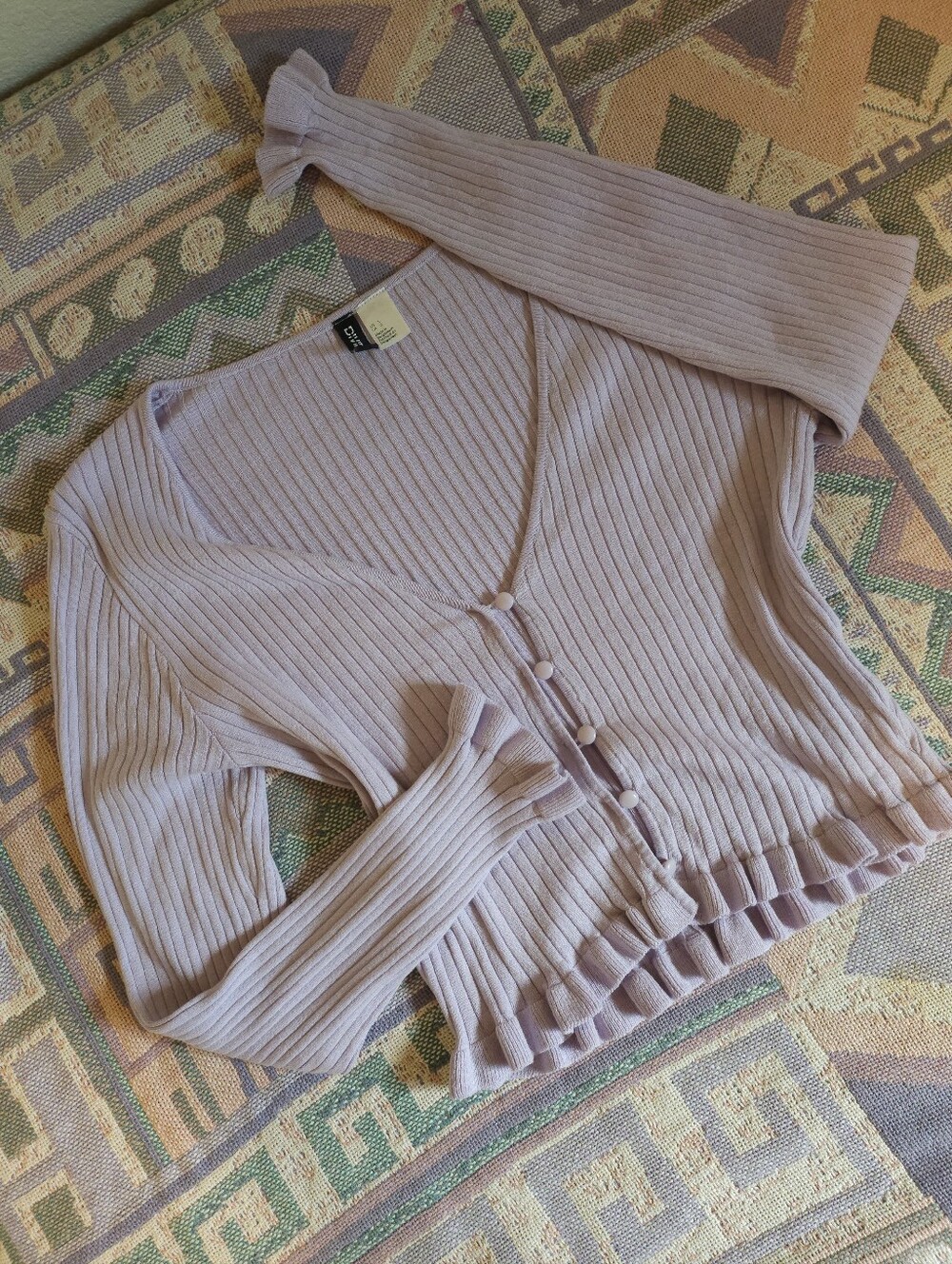 H&M Lilac Coquette Peplum Cardigan Size Large